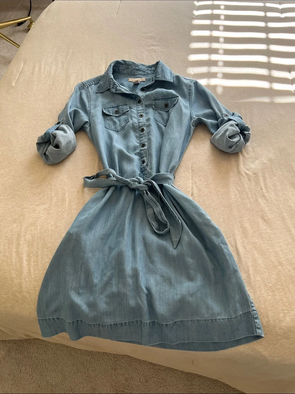 Banana Republic Light Blue Denim Shirt Midi Dress - Picture 1 of 4
